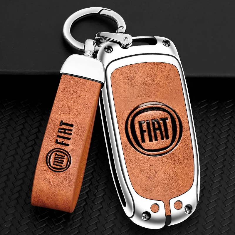 LLavero de cuero Vintage para coche, llavero de cadena de aleación de Zinc para Fiat 500 Bravo Abarth Croma Ducato Doblo Stilo Punto Panda Pondo FR