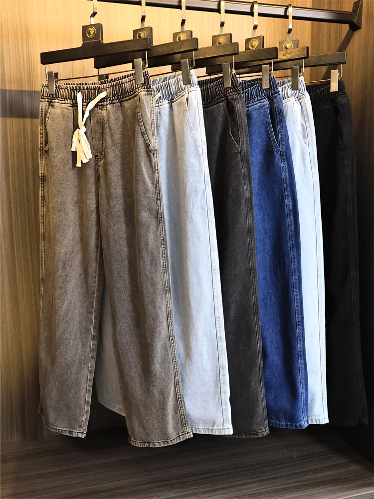 

Винтажные джинсы с тяжелой талией, весна 2022, мужские свободные универсальные прямые джинсы, модные хлопковые эластичные джинсы