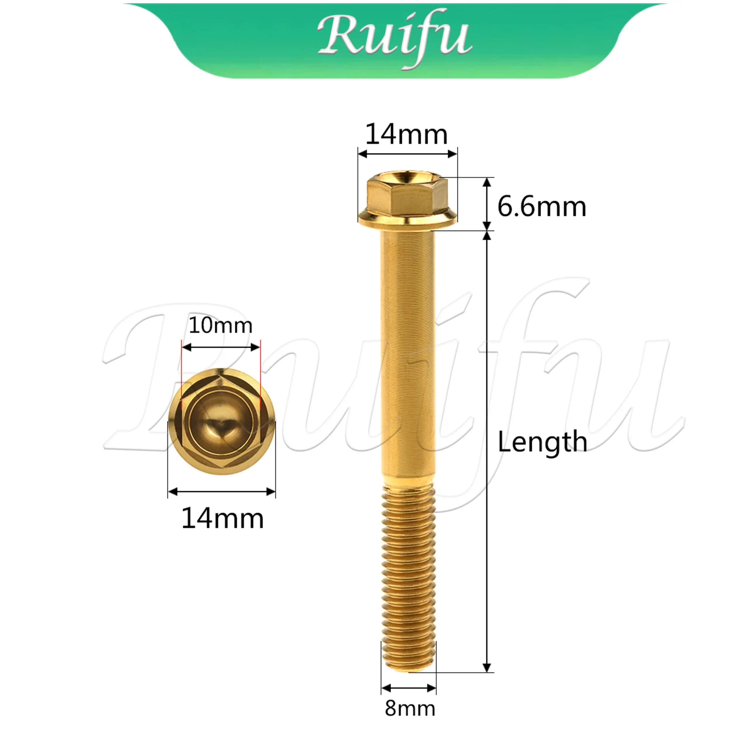 Ruifu Titanium Bolt  Flange Hex Small Head Motorcycle Bolt M8 x15 20 25 30 35 40 45 55 60 65mm P1.25mm
