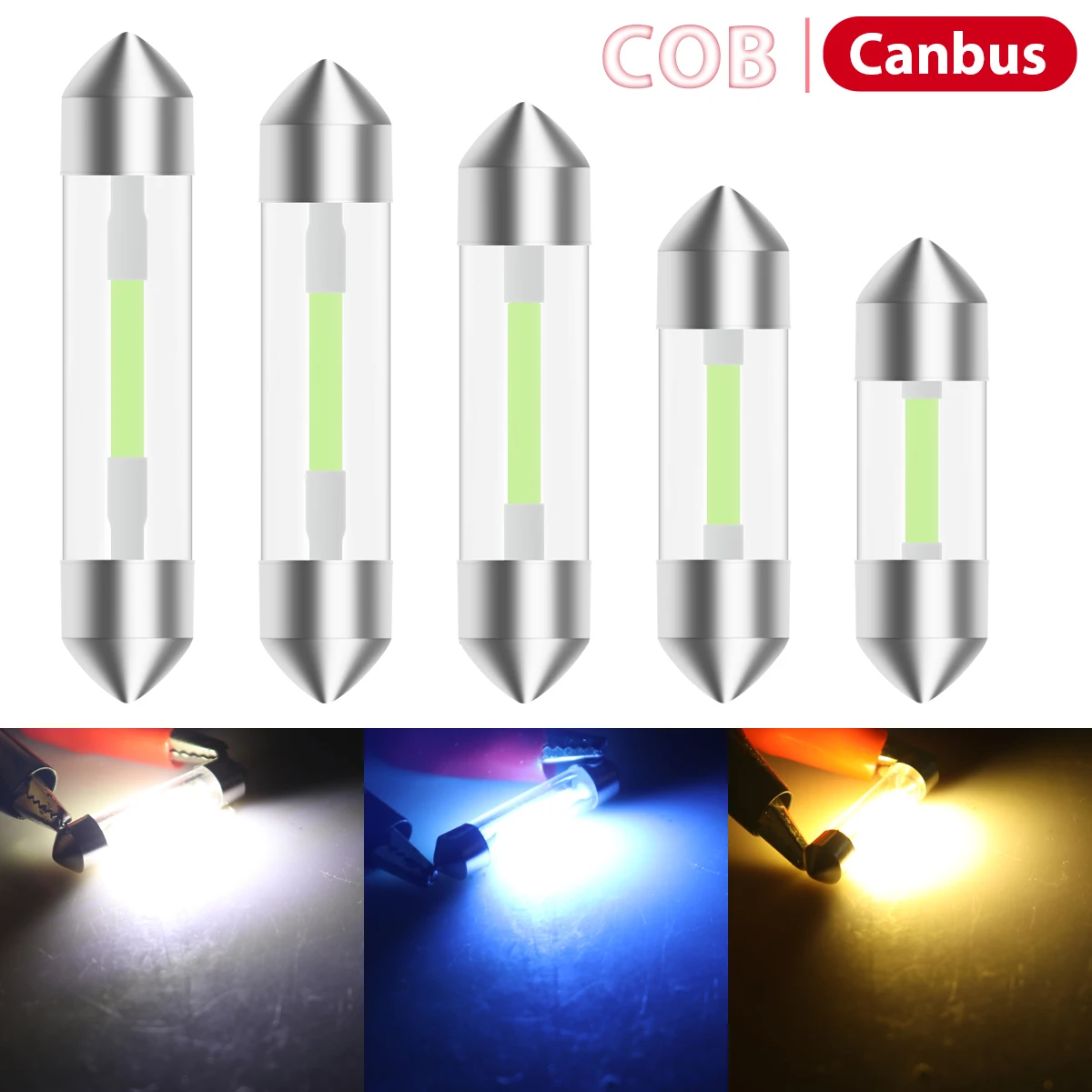

10PCS C5W LED Bulbs Canbus Car Interior Reading Dome Light COB Auto License Plate Lamp 12V for Car 31mm 36mm 39mm 41mm No Error