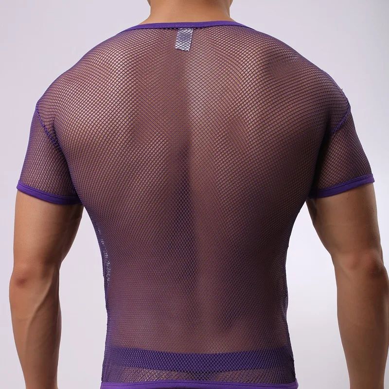 

Large mesh short-sleeved men's underwear wears bodybuilding thin breathable short-sleeved fashion M18-1