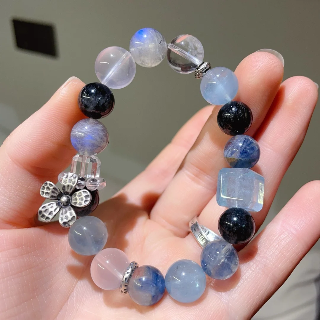 Natural Aquamarine Crystal Bracelet Women's Crystal Bracelet Niche Original Design