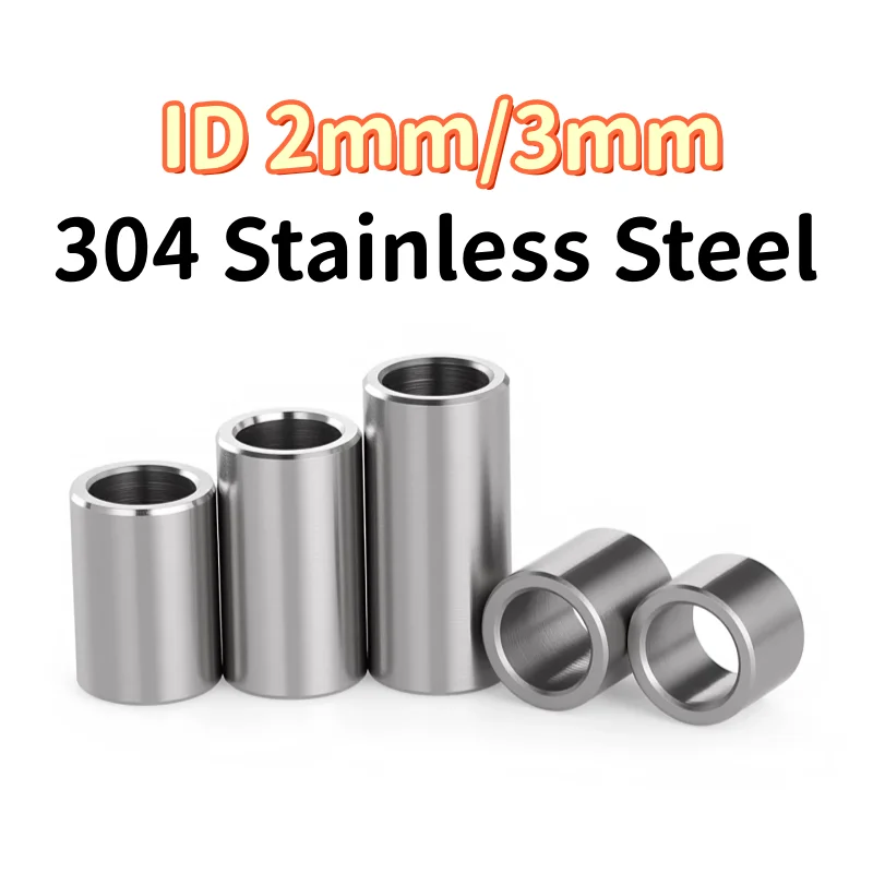 ID 2mm/3mm 304 Stainless Steel (A2-70) Bushing Washer Round Hollow Unthreaded Stand-off Spacer Sleeve