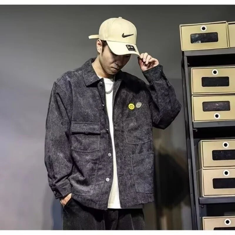 

Мужская осенне-зимняя новинка, модная тяжелая рабочая куртка в стиле ретро с принтом тай-дай в американском вельвете премиум-класса