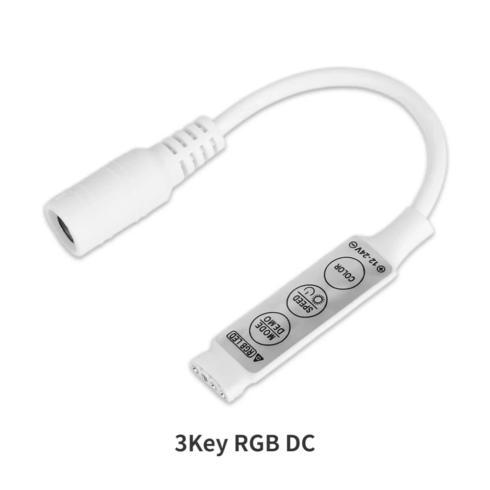 2PCS DC 12V 24V Mini 3 Keys Single Color Dimmer RGB LED Controller Brightness Dimmer Switch for LED 5050 3528 5630 Strip Light