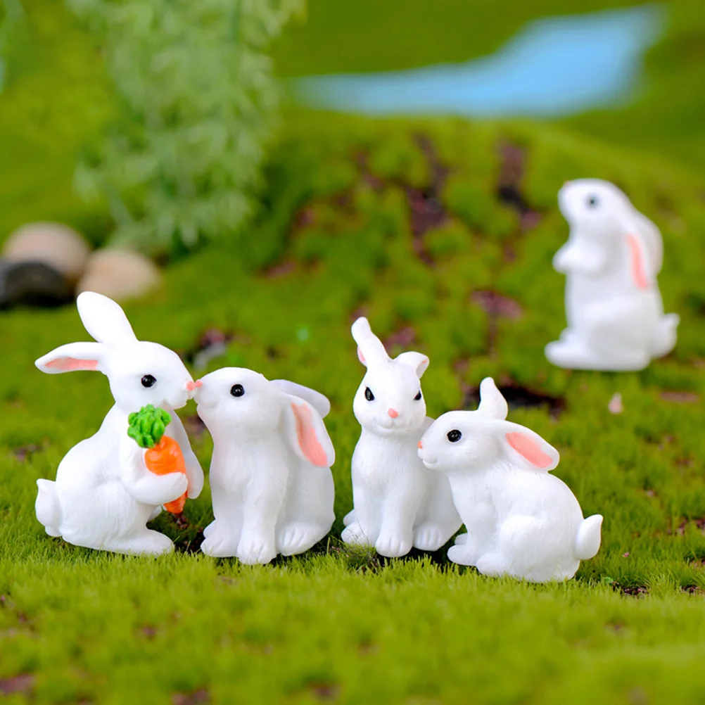 20 Pcs Mini White Resin naments Adorable Craft Decor for Home Party Kids Easter Landscape Dollhouse Toys Durability