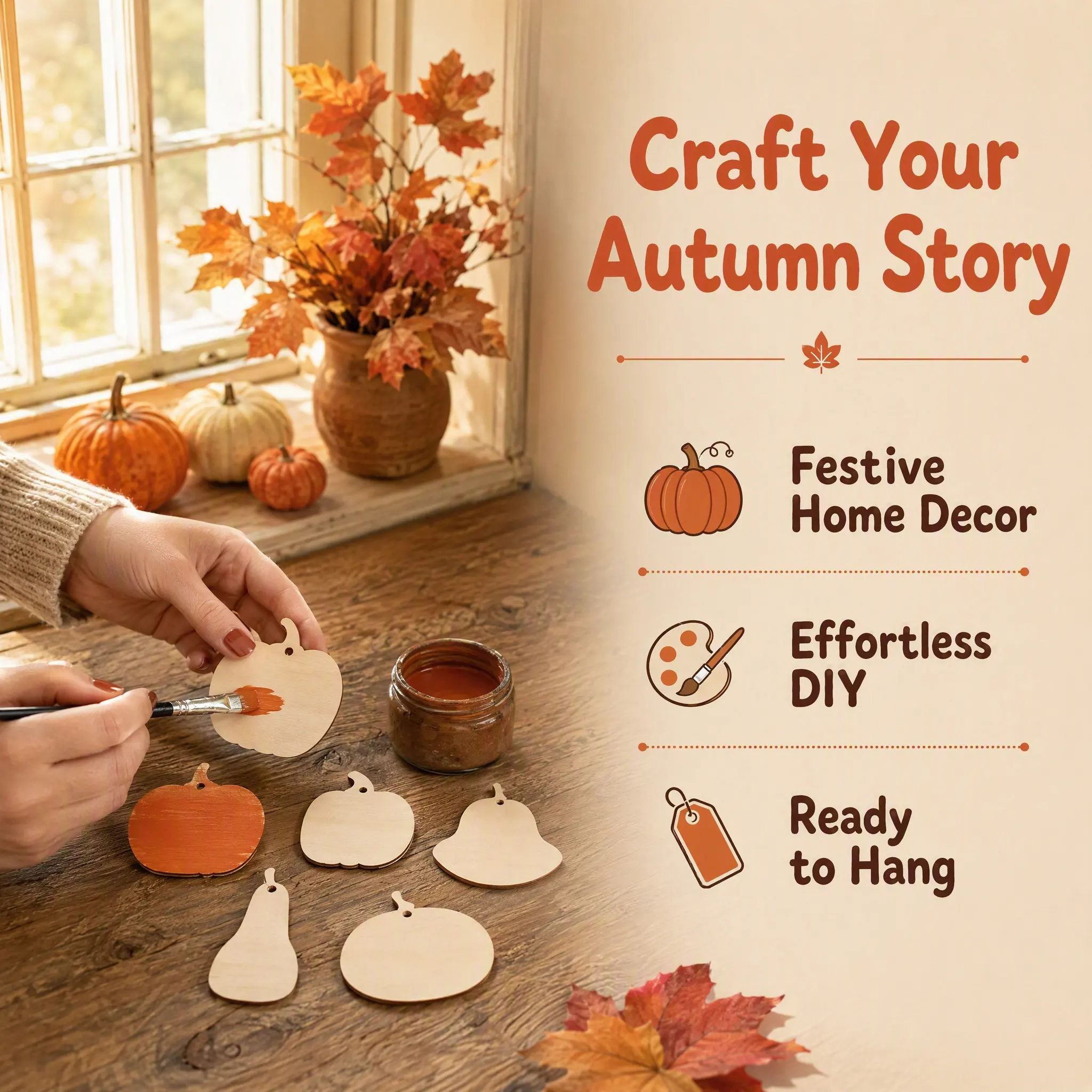 36Pcs Wooden Pumpkin Cutouts Blank Unfinished for Wood Crafts Paint Your Own Pumpkin Thanksgiving Fall Halloween Hanging Tags