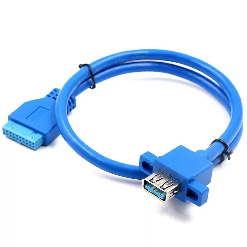 USB 3.0 Female Single Port Screw Mount Panel Type to Motherboard 20Pin Cable 50cm 75cm - Computer Upgrade Cable