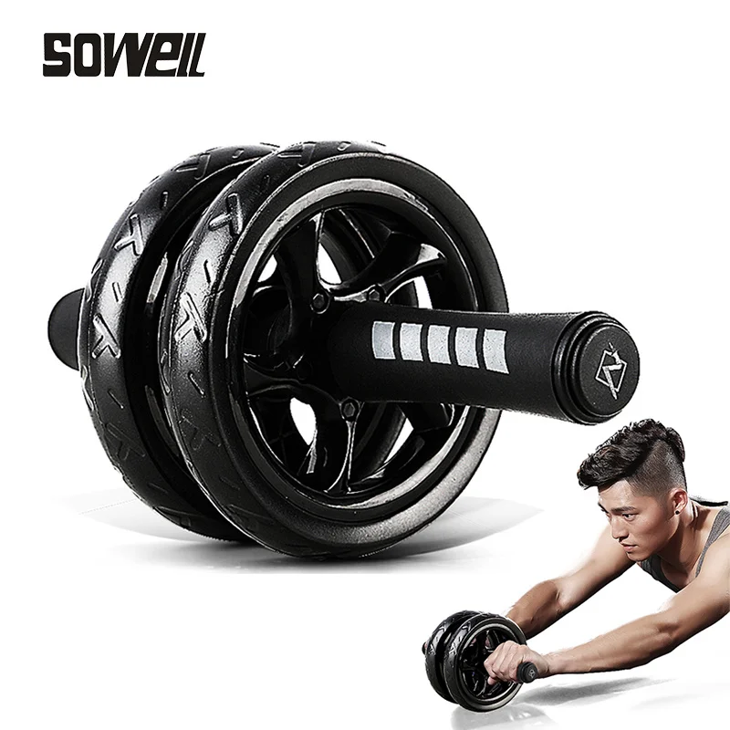 Hot 3pcs/Set Ab Wheel Abdominal Roller Muscle Stimulation Home Belly Pulley Mute Fitness Equipment Rolling Double Wheel Pulley