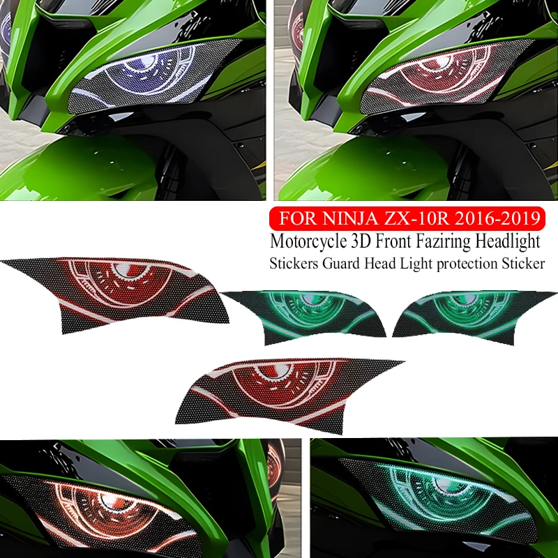 Motorcycle 3D Front Fairing Headlight Guard Sticker Headlight Protection Sticker For Ninja ZX-10R ZX10 R ZX10R 2016-2018 2019 17