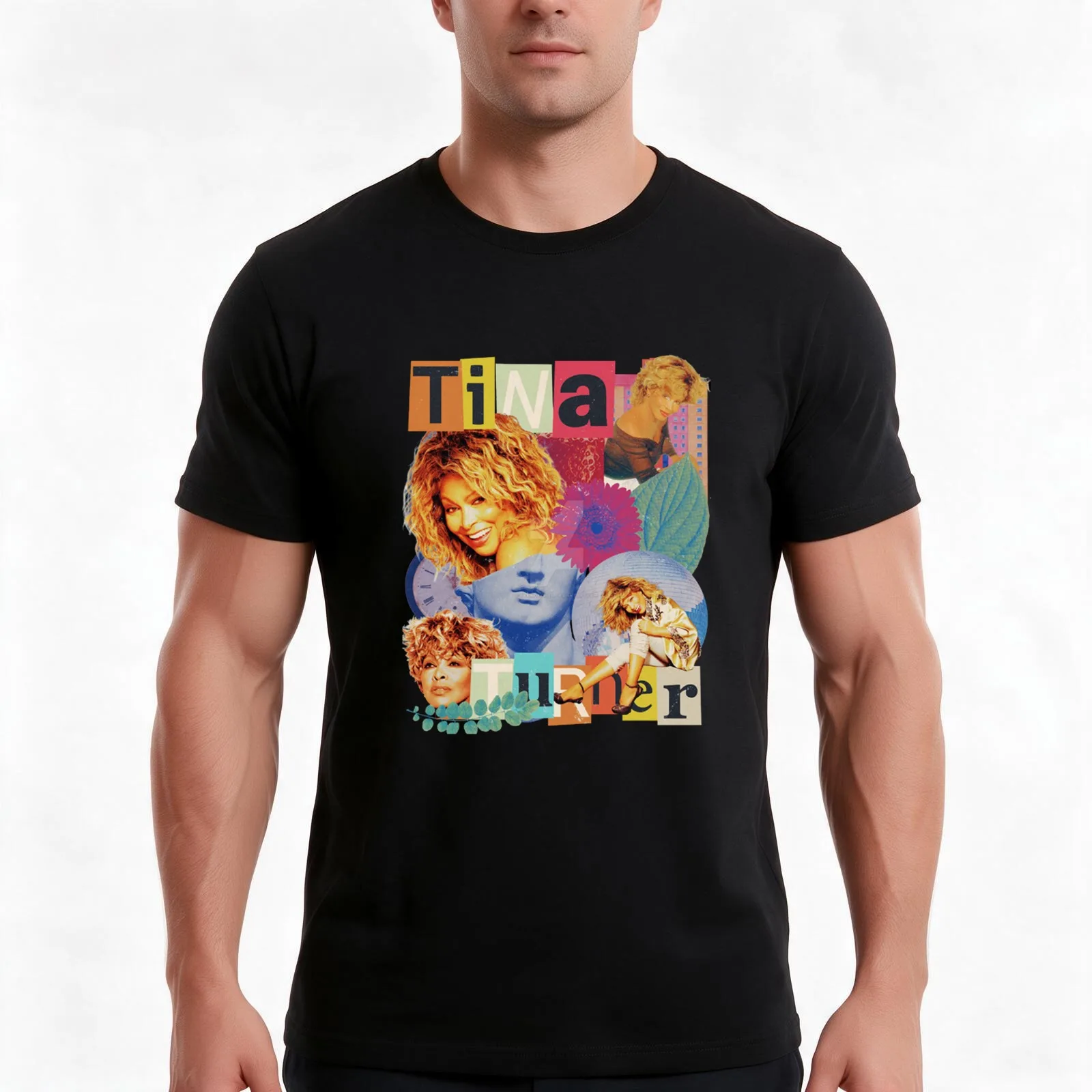 Colorful Tina T-Shirt, Summer Casual Cotton Tee, Oversized Streetwear Tops, Vintage Graphic Print, Loose Fit Short Sleeve