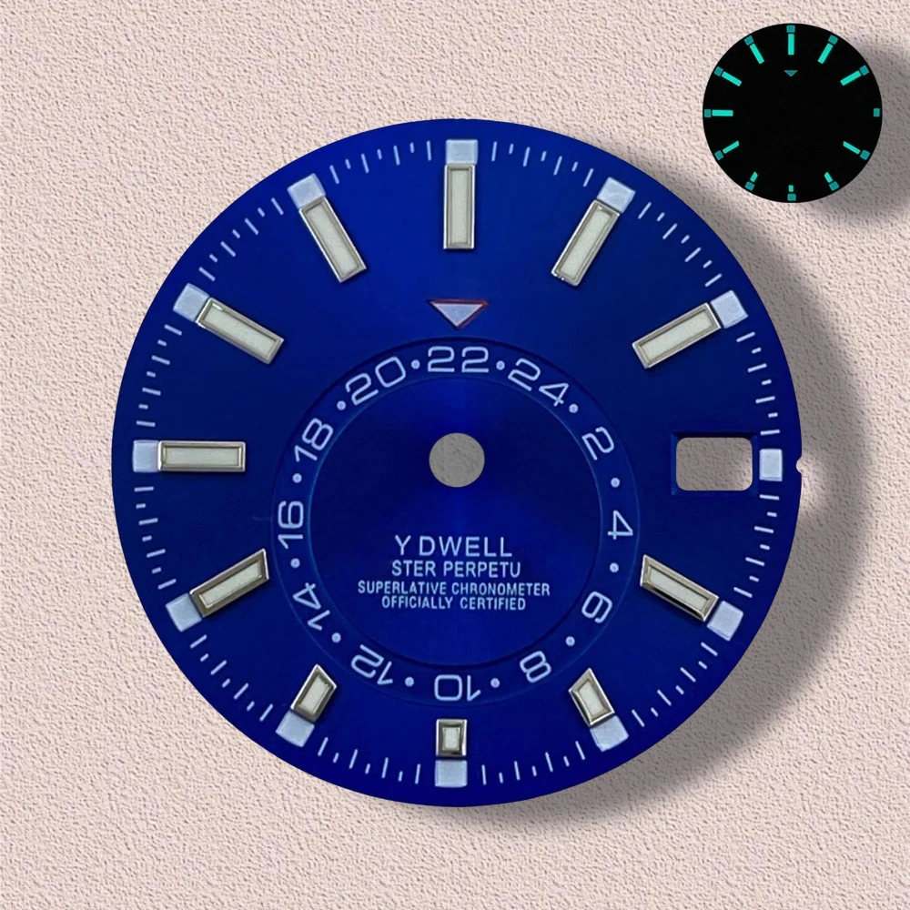 28.5mm S Logo New Sunburst Dial Fit NH35/NH36/4R/7S Japanese Movement Green Luminous High-Quality Watch Modification Accessories