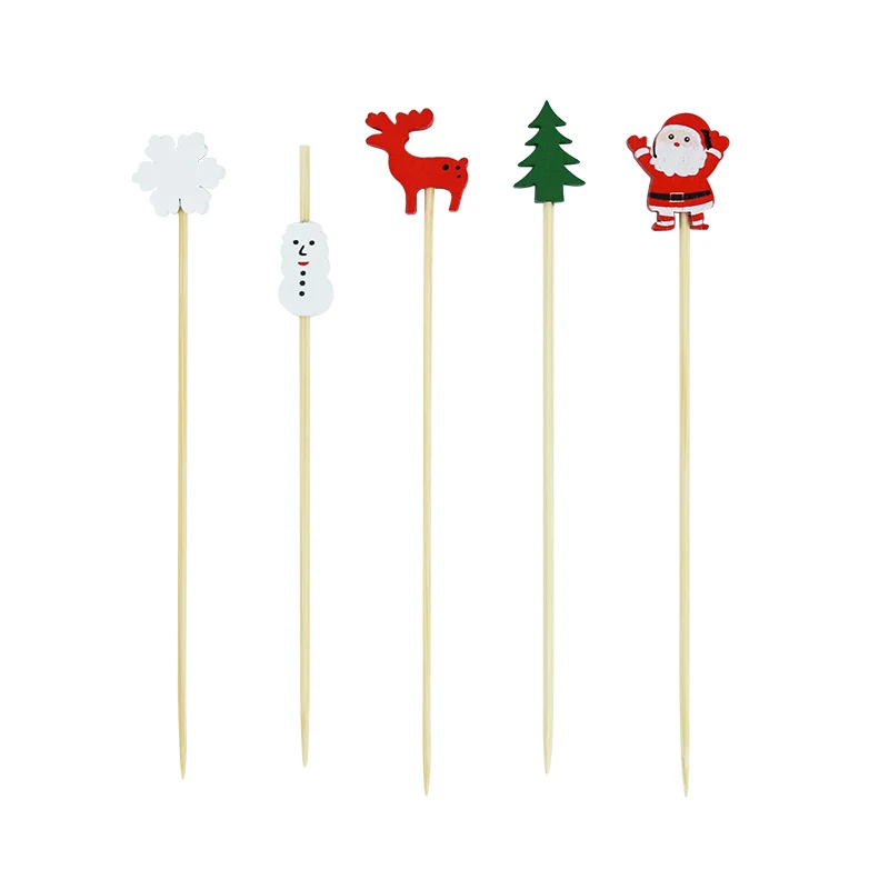 50 Stücke Weihnachten Bambus Essen Picks Zahnstocher Santa Dessert Buffet Obst Salat Weihnachtsdekoration Neujahr Weihnachten Party Supplies – Detail 9