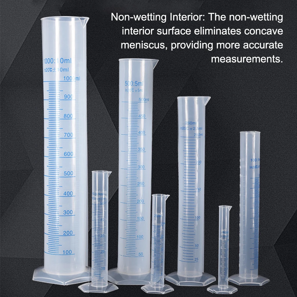 4pcs Plastic Graduated Cylinder Kitchen Laboratory Experiment Test Water Measurement Measuring Tube Cylinder