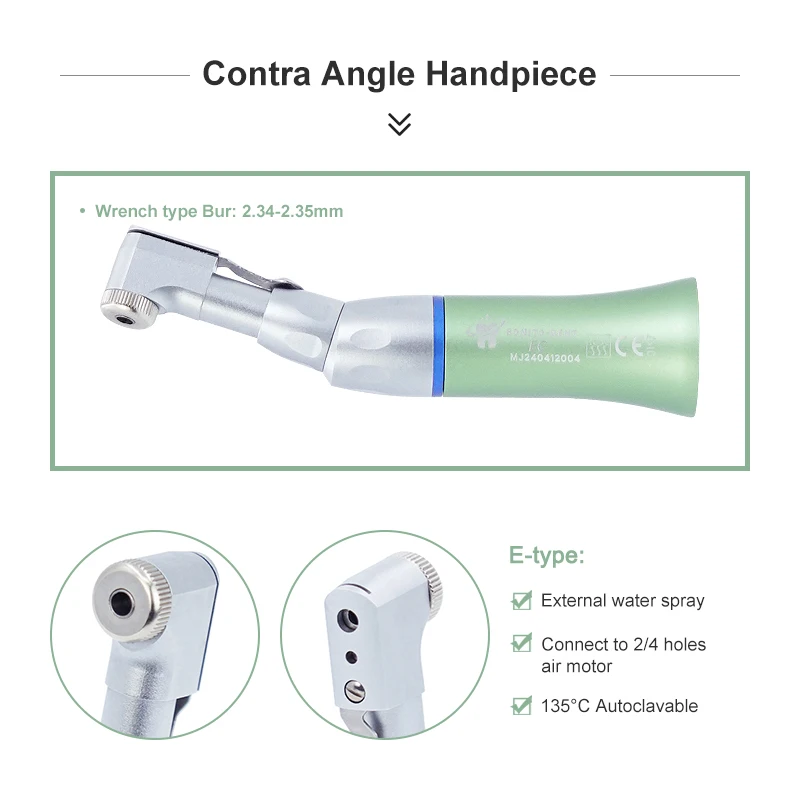 Dental Low Speed Handpiece Straight Contra Angle Single Water Spary Air Turbine 4 Hole 2 Hole