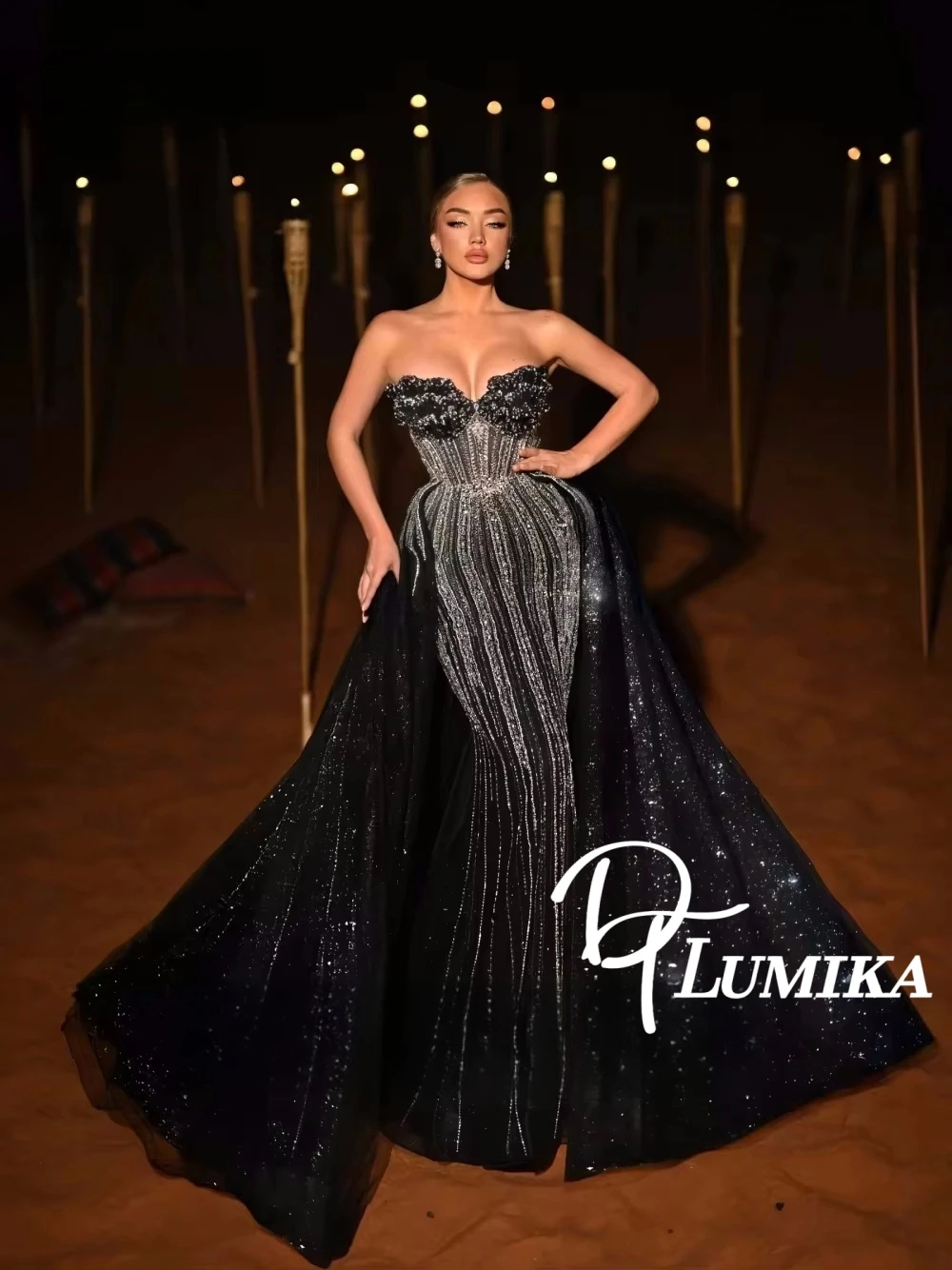 

Современное сверкающее вечернее платье с вырезом в форме сердца и съемным шлейфом, нежное кристаллическое трапециевидное вечернее коктейльное платье по индивидуальному заказу