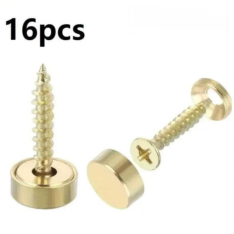 Washer Fasteners Furniture Hardware 16 Sets Sign/Advertising Nails Decorative Mirror Screw Cap Nails Screw Covers W/screw