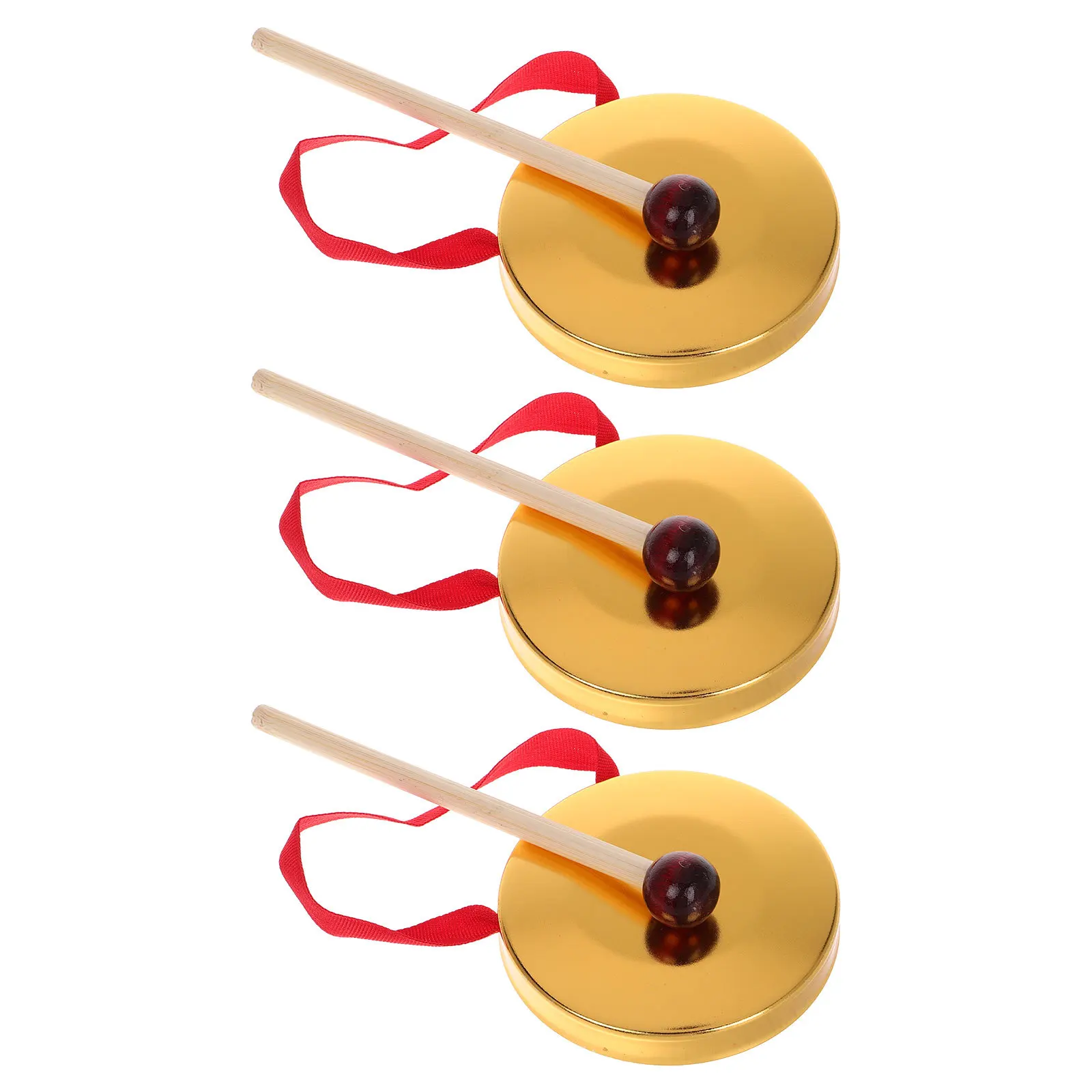 

3Sets Mini Gong Handheld Chinese Traditional Percussion Instrument Party Props Strong Rhythm Easy Use Home Decor