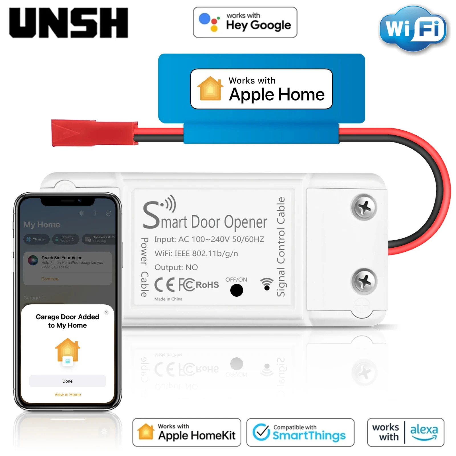 HomeKit WiFi Garage Door Opener Smart Switch Gate Door Controller Smart Life Remote Control Siri Voice Control Alexa Google Home