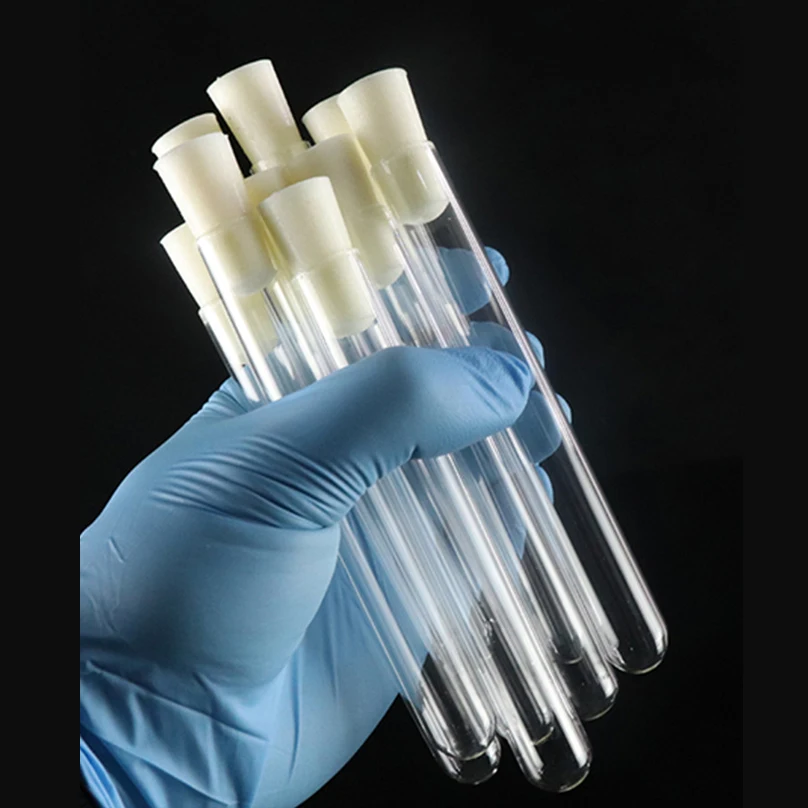 Glass test tube with Caps Thickened flat-bottomed round-bottomed test tube with silicone plug for Lab Colleges Universities