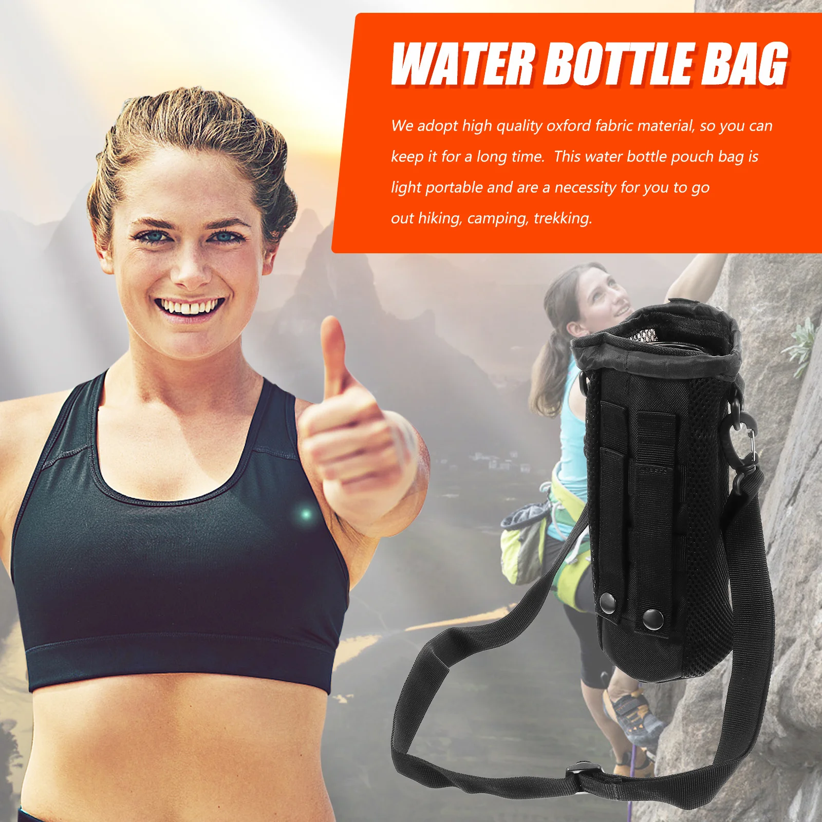 

Water Bottle Pouch Bag Polyester Oxford Cloth Neoprene Stretchy Lightweight Portable Hiking Camping Trekking Water Bottle