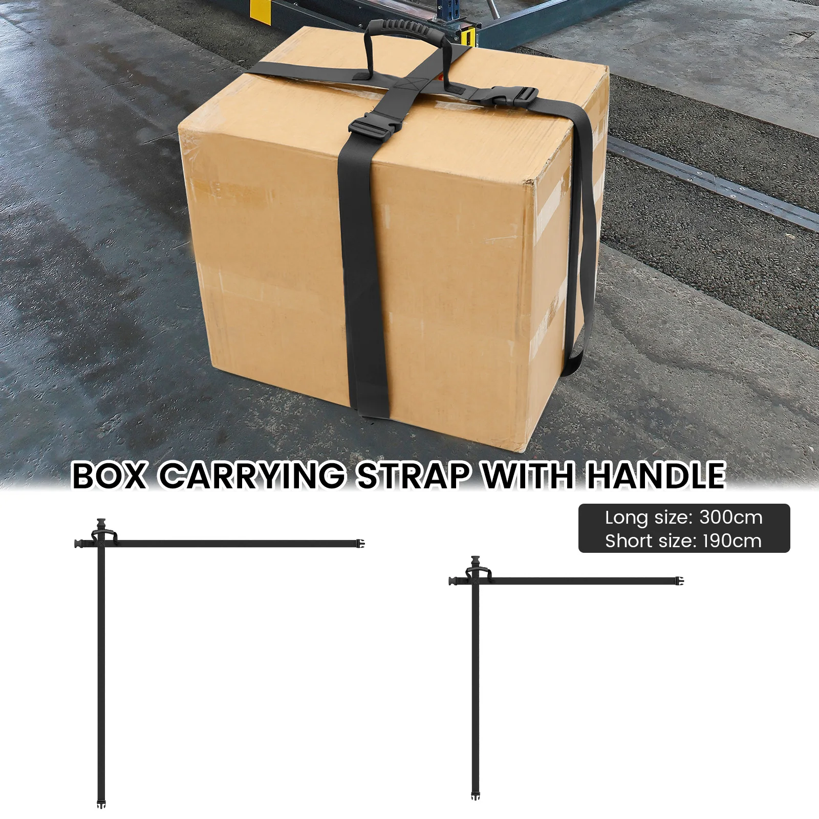 Box Carrying Strap with Handle 74.8/118.11 Inch Adjustable Cross Style Box Straps Handheld Carry Belts for Safely Moving and