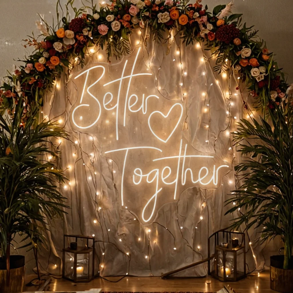 Better Together Neon LED Sign Romantic Wall Light for Wedding Decor, Anniversary, Engagement Party & Aesthetic Room Decoration