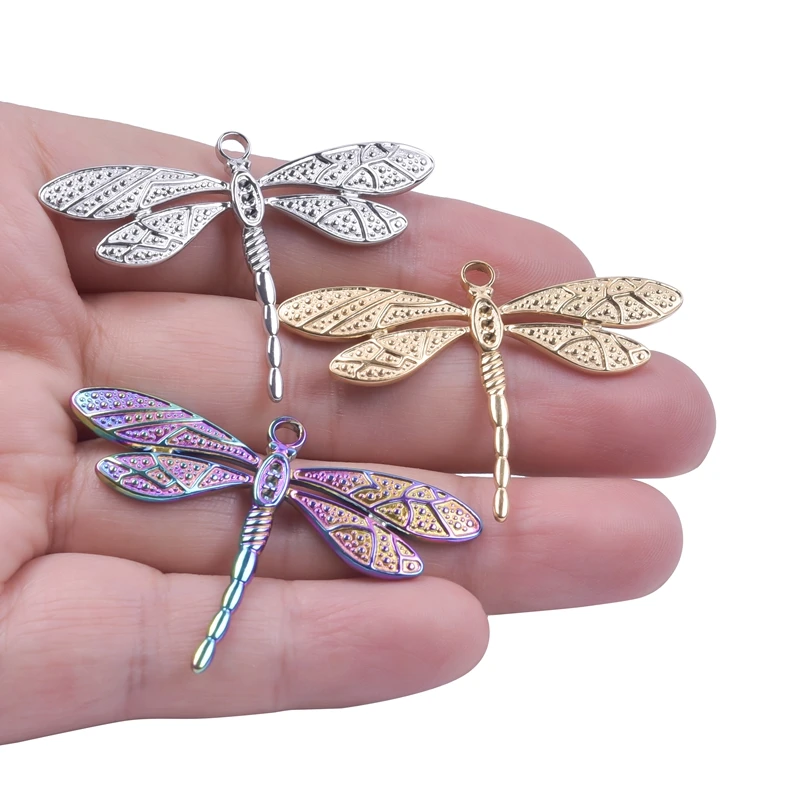 High Quality Animal Dragonfly Charms For Jewelry Making Supplies Handmade Craft Stainless Steel Pendant Charm Metal Accessories