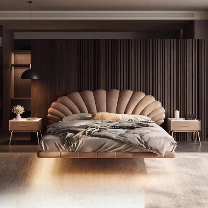 سرير بناتي موفر للمساحة، أرضية تخزين على شكل قلعة، كلب بشري، سرير تدليك فاخر للنوم الحديث، أثاث كوين مزدوج موبليس عصري #4