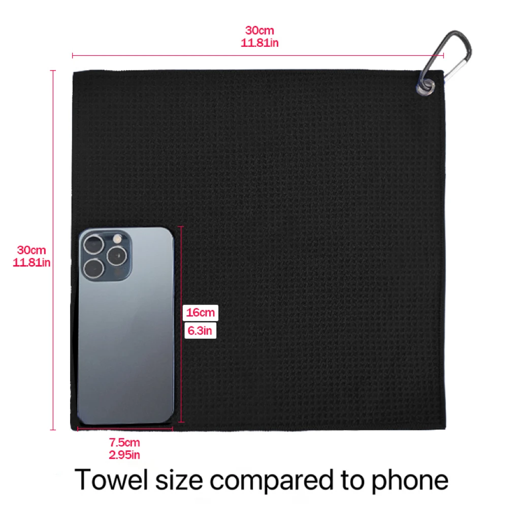 1pc Golf Towels, 30cm*30cm,11.81in*11.81in, Microfiber Waffle Pattern Golf Towel-Contains Golf Towels