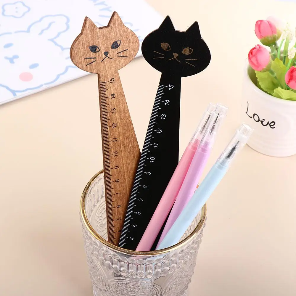 1PC Portable Wooden for School Office Home Cute Household Straight Ruler Drawing Ruler Student Tools Sewing Ruler