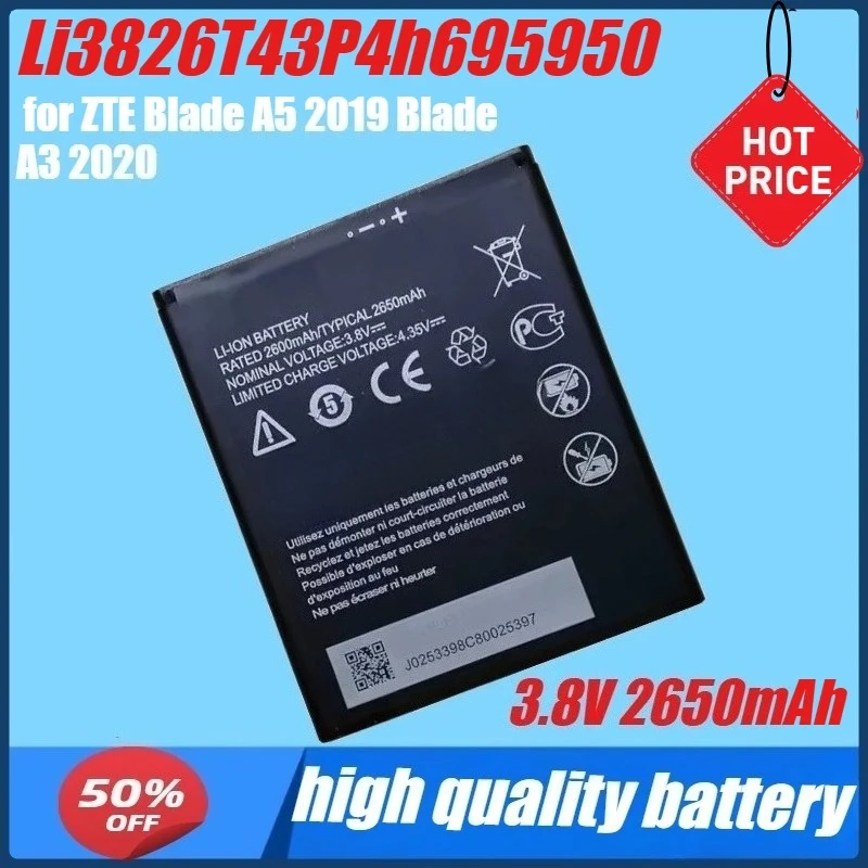 

3.8V 2650mAh Li3826T43P4h695950 Battery 2021 Year for ZTE Blade A5 2019 Blade A3 2020