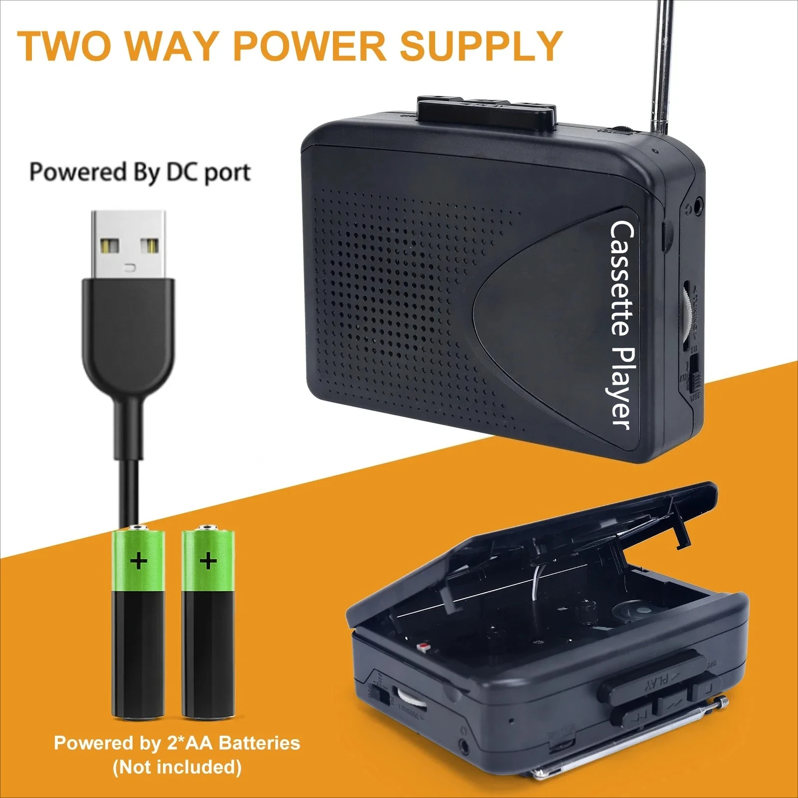 

Кассетный плеер Walkman Кассетный плеер Портативный динамик Несколько методов питания Функция AM/FM-радио Музыкальный плеер