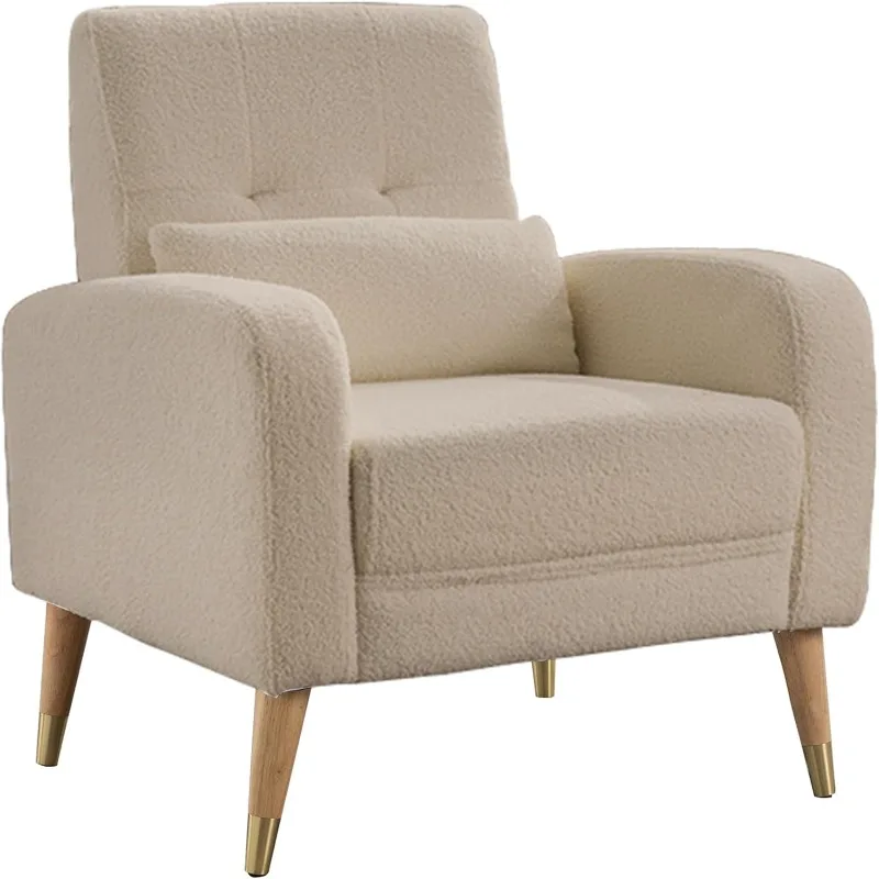 

Mid-Century Modern Accent Chair, Upholstered Armchair Living Room Chair, Comfy Single Sofa Chair with Sturdy Legs