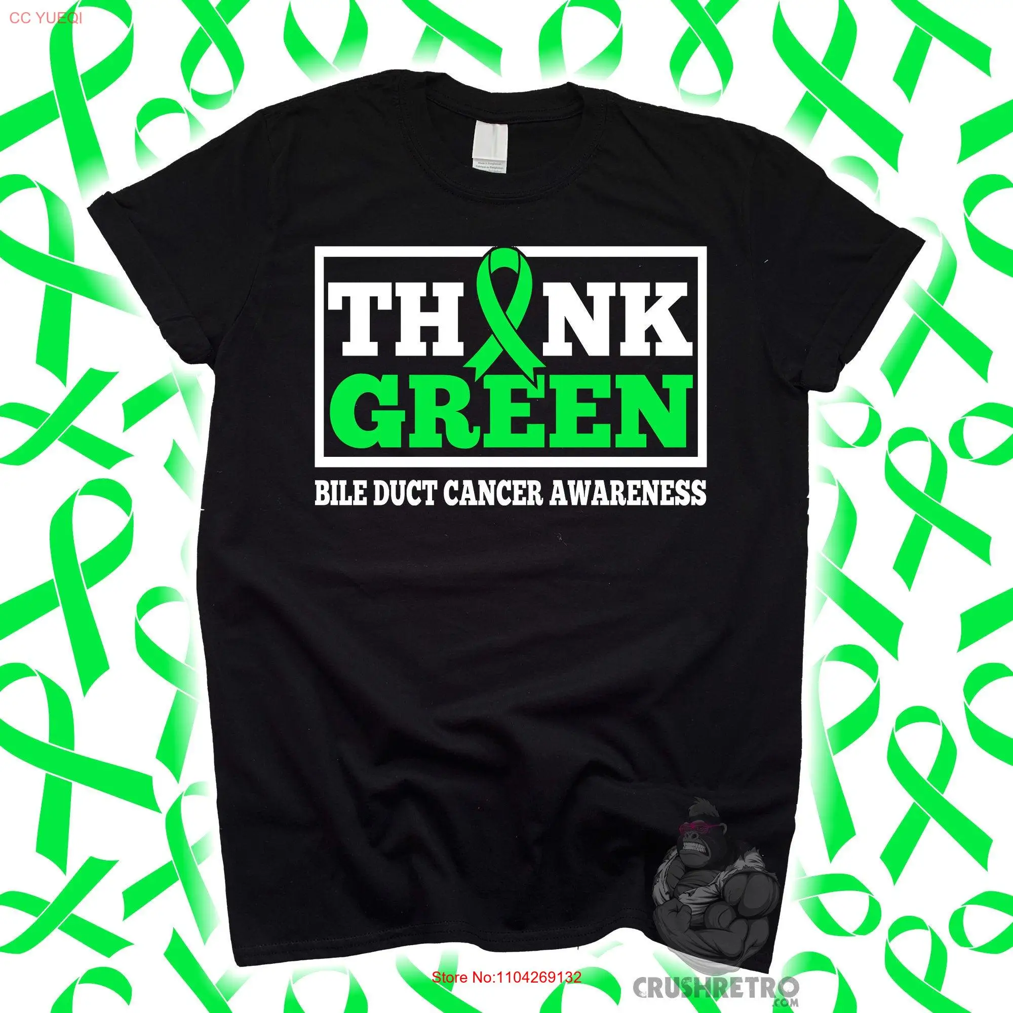 

Think Green Bile Duct Cancer Awareness T Shirt for Shirtn Kids SweaT Gallbladder Survivor Ribbon long or short sleeves