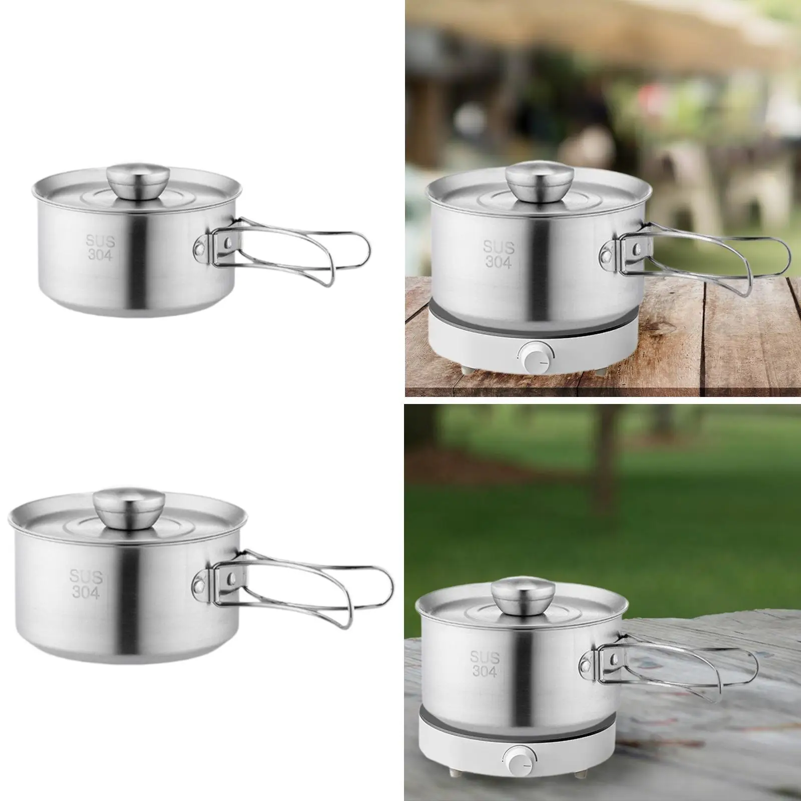 Stainless Steel Pot Stockpot with Lid Ergonomic Handle Portable Easy to Clean