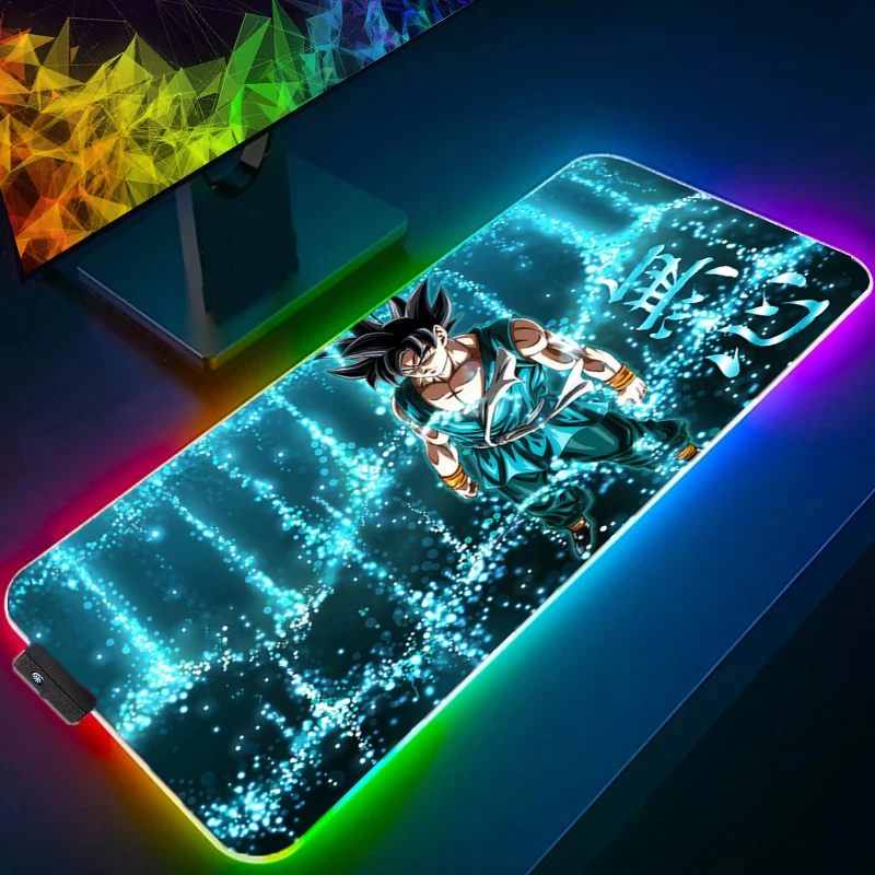 

RGB Mouse Pad Dragon Ball Game Rubber Backlight Pc Keyboard Laptop Computer Speed LED Desk Mat Gaming Acessories Anime Mousepad