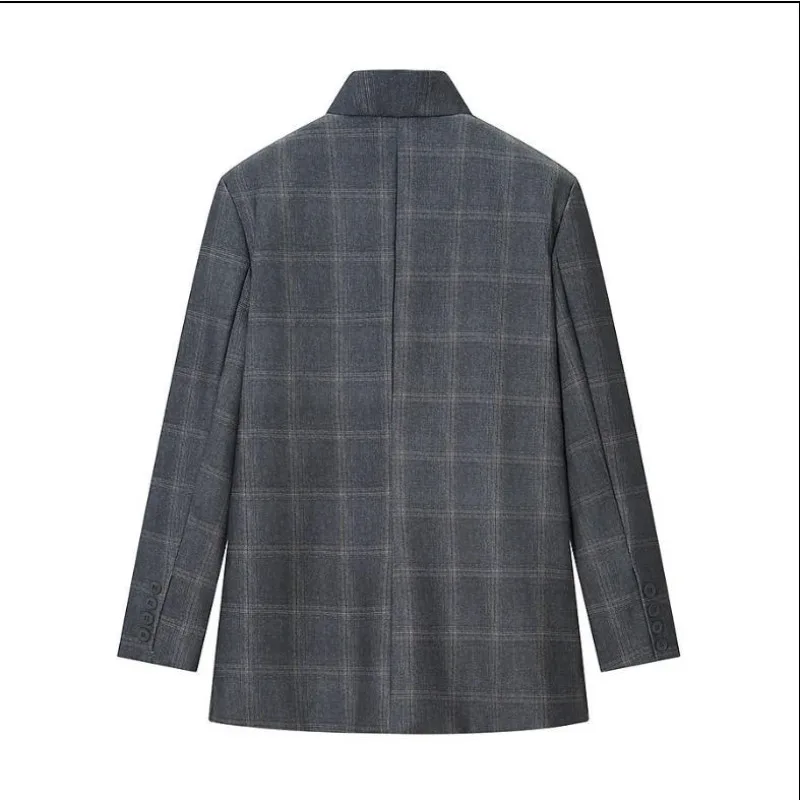 Blouse Jacket Suit Women Tartan Pockets Buttons New Comfortable Casual Minimalist Fashionable Niche Versatile Elegant Luxurious