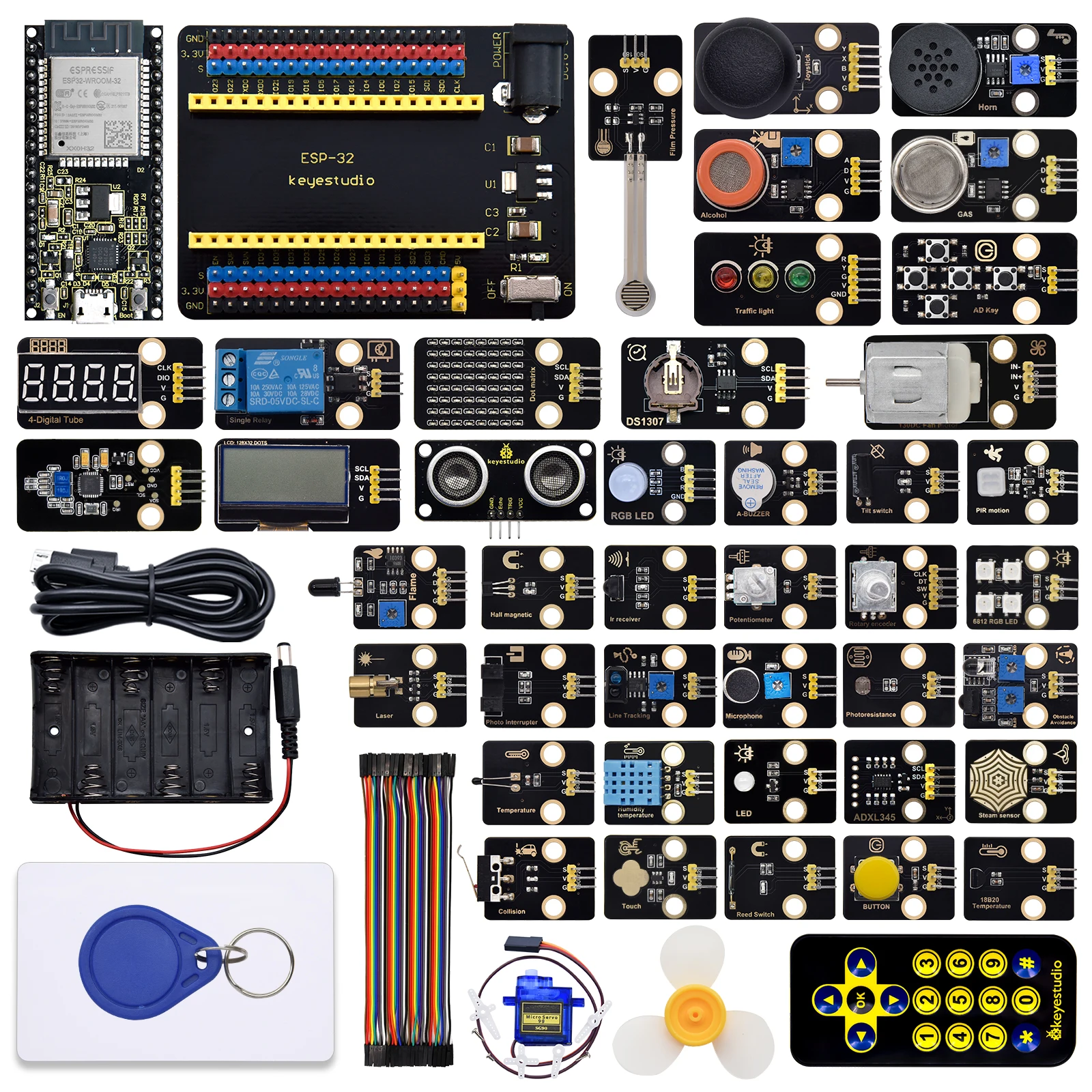 Keyestudio 42 in 1 ESP32 Sensor Module Kit Diy Electronic Kit for Adults Support Arduino C and MicroPythoon (65 Projects)