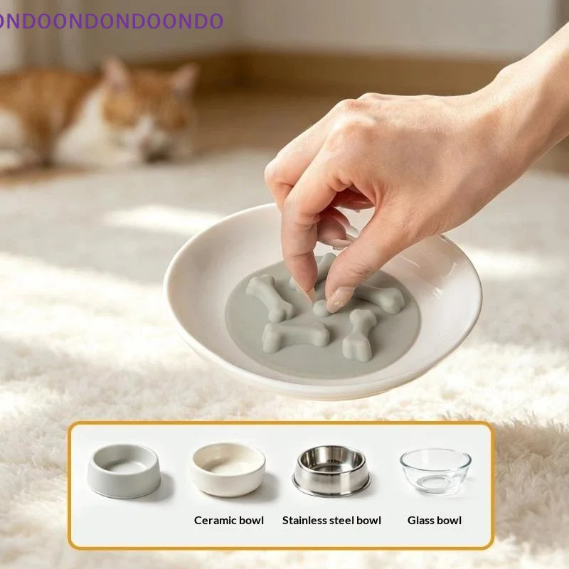 Slow Feeder Dog Bowl Insert Silicone Non-Slip Slow Feed Mat for Dogs Cats Anti-Choke Pet Feeding Pad for Home Travel Use