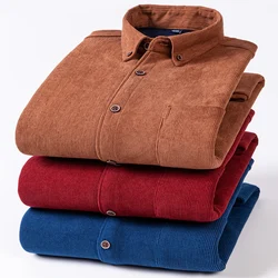 Men's Corduroy Fleece Warm Plaid Classic Style Regular Fit Velvet Large Size Thick Casual Shirt Male Brand Clothes Plus L-6XL