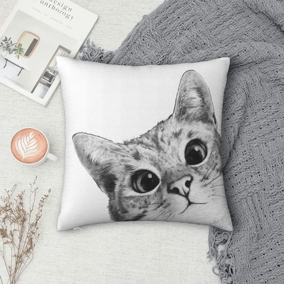 Sneaky Cat Pillowcase Polyester Pillows Cover Cushion Comfort Throw Pillow Sofa Decorative Cushions Used for Home Bedroom