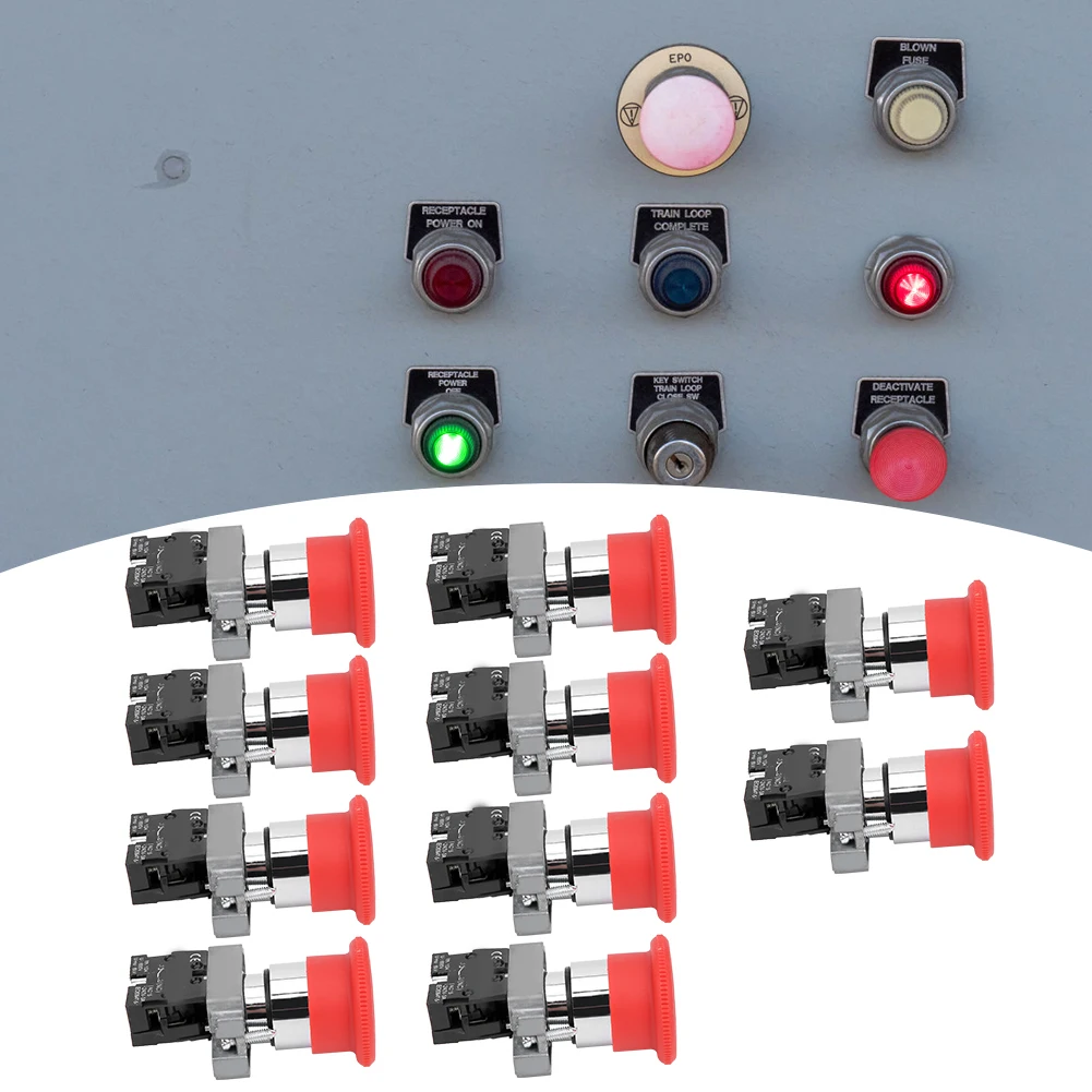 BERM@ Botão Equipamento de parada de emergência Liga de prata Contatos BEM‐XB2‐01ZS Botão de pressão 240V