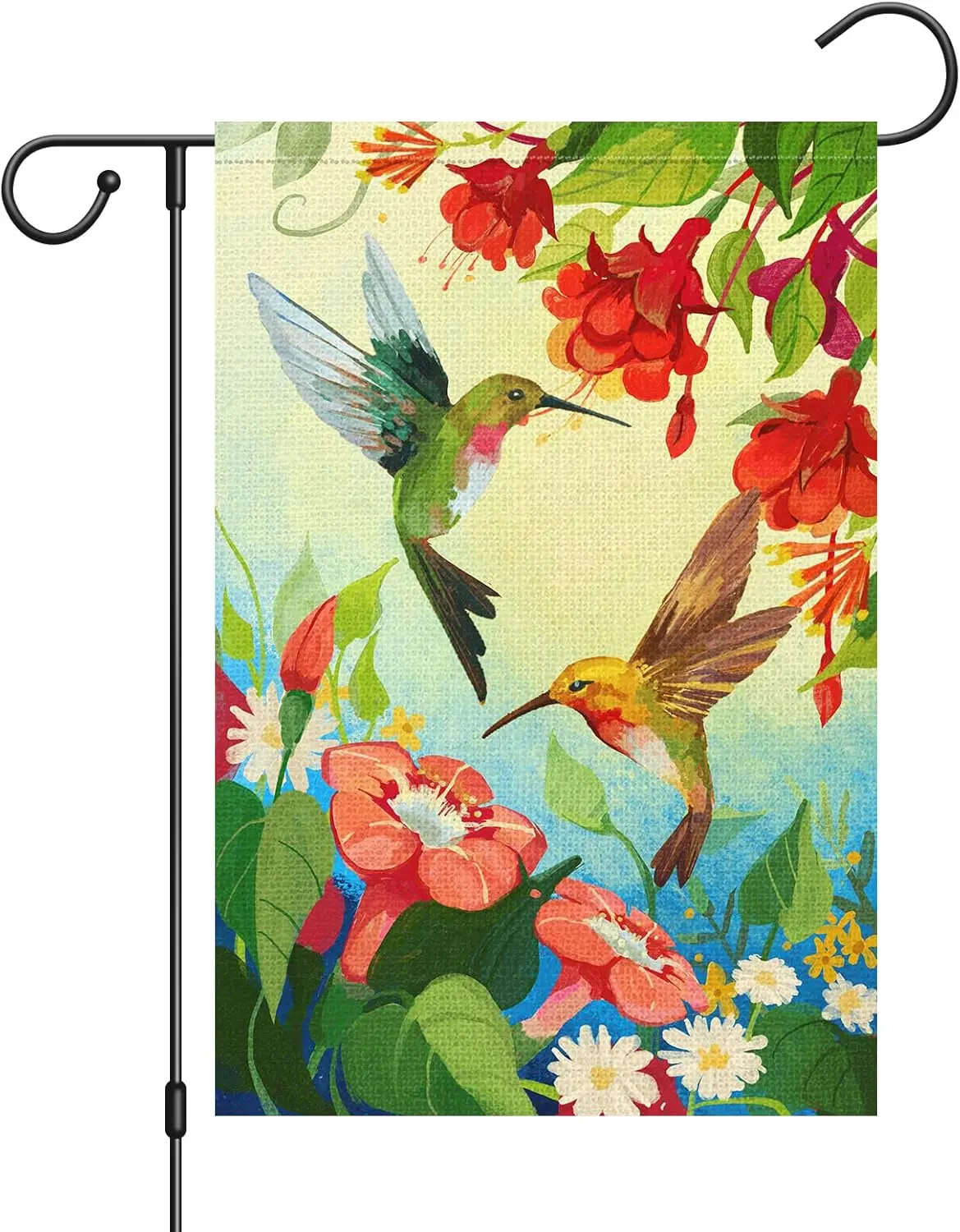 Louise Maelys Welcome Spring Garden Flag 12x18 Double Sided Vertical, Burlap Small Bird Floral Garden Yard House Flags Outside O