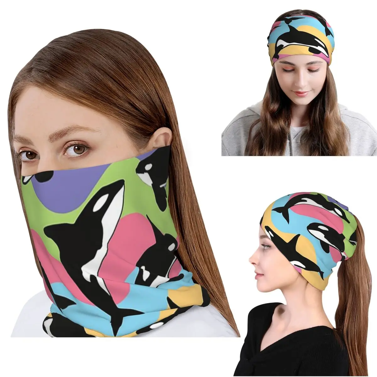 

Orca Killer Whale Bandana Neck Gaiter Mask Scarf Multi-use Headwear Beanies Hat for Men Women Adult Winter