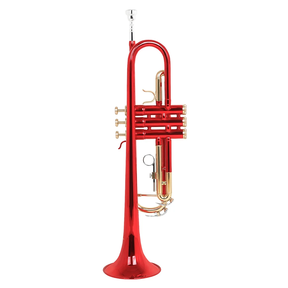 

Brass Musical Instrument Bb Trumpet Colorful Gold Keys Brass Body Trumpet with Gloves Rubbing Cloth Back Strap Accessories