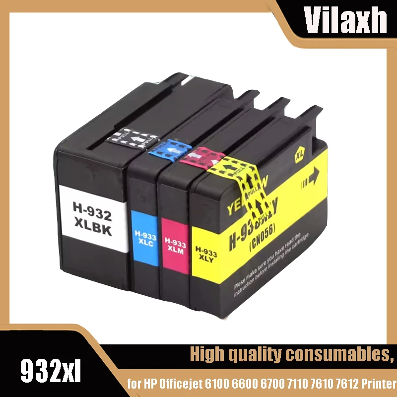 

Vilaxh Compatible 932XL 933 for HP932 933XL replacement Ink Cartridge for HP Officejet 6100 6600 6700 7110 7610 7612 Printer