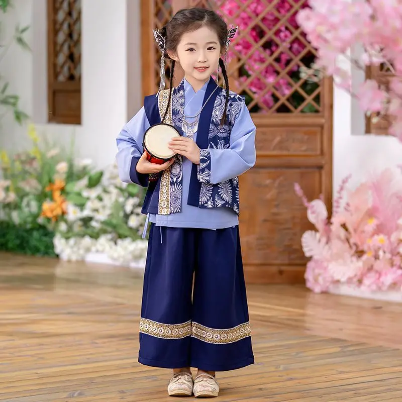 

2025 Children's Retro Traditional Ethnic Clothing Set Kids' Chinese Zhuang/Miao/Dai Kids' Performance Costume 3-piece Set LH706