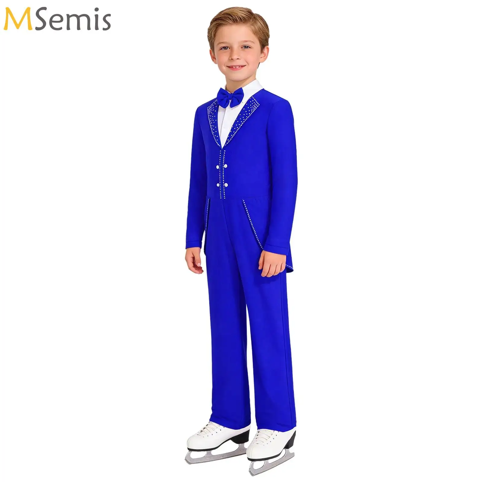 

Boys Latin Dance Figure Skating Performance Costume Dancewear Kids Chacha Tango Jumpsuit Full Body Bodysuits for Competition