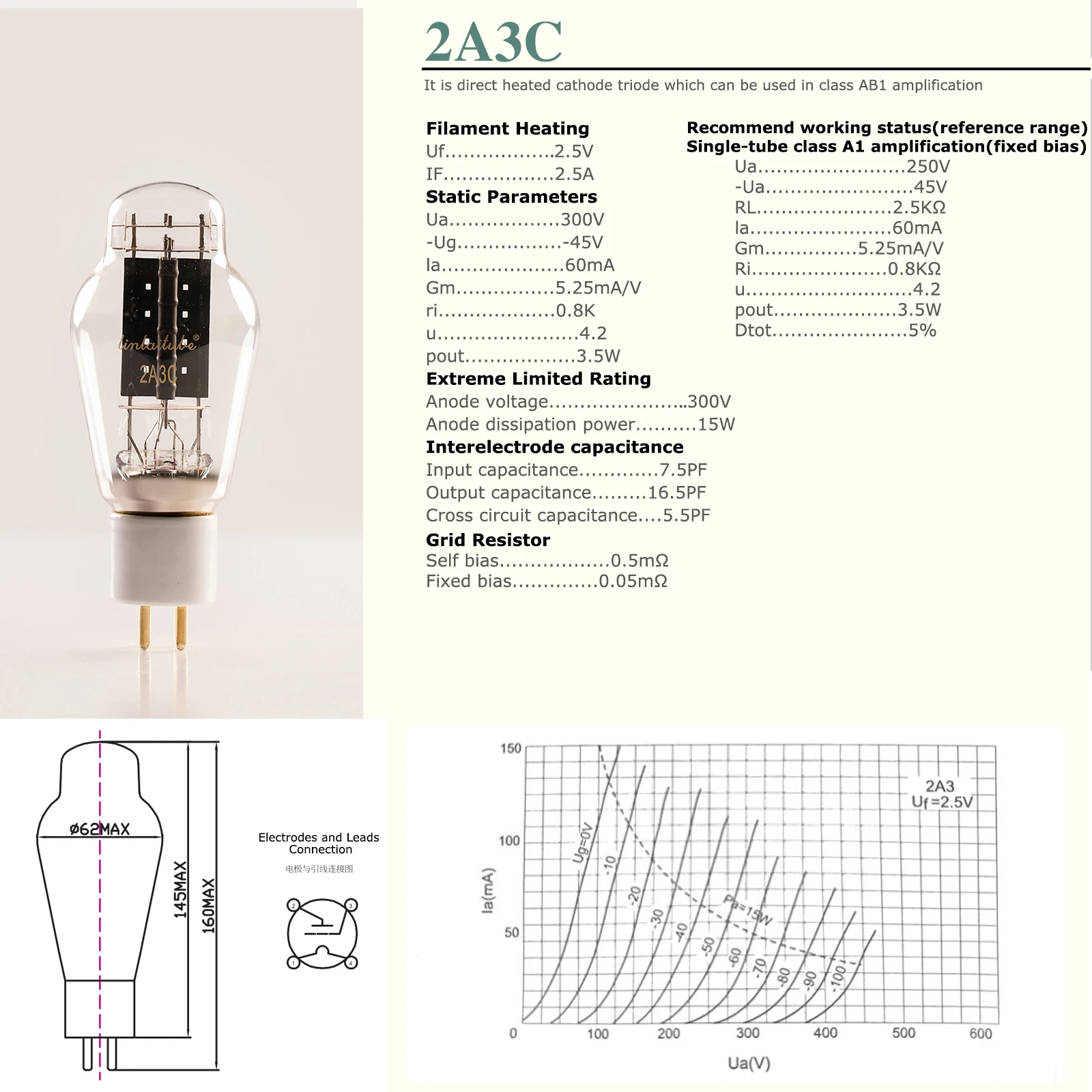 Juson Audio LINLAI 2A3C Tubo de vácuo substitui válvula de áudio HIFI Kit amplificador de tubo eletrônico testado qualidade combinada